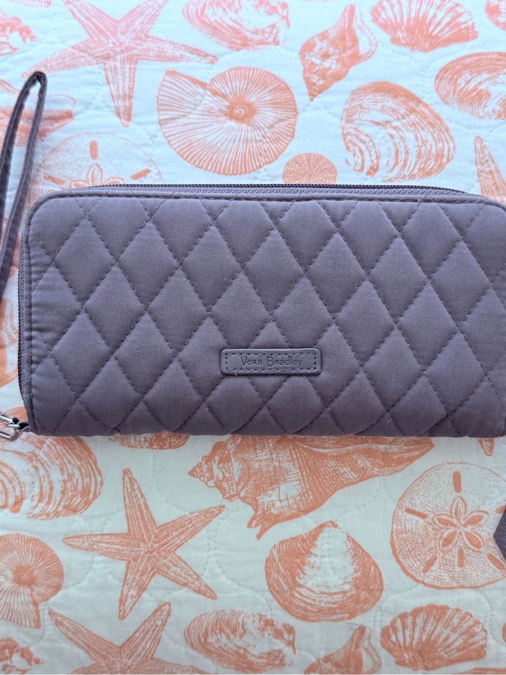Vera Bradley Quilted Wristlet Wallet in Light Purple Gray